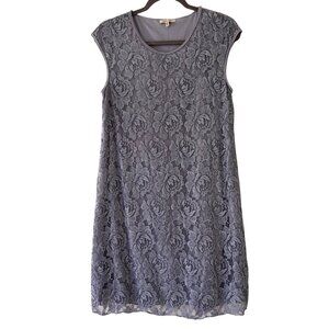 Max Studio Womens Grey Blue Floral Lace Sleeveless Dress M Cotton Blend Lined El